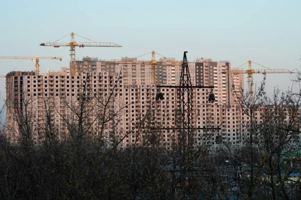 Строительство Многоэтажных Жилых Панельных Небоскребов Киев Украина Марта 2020 — стоковое фото