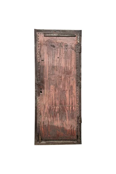 Старі Іржаві Текстуровані Металеві Двері Ізольовані Білому Тлі — стокове фото