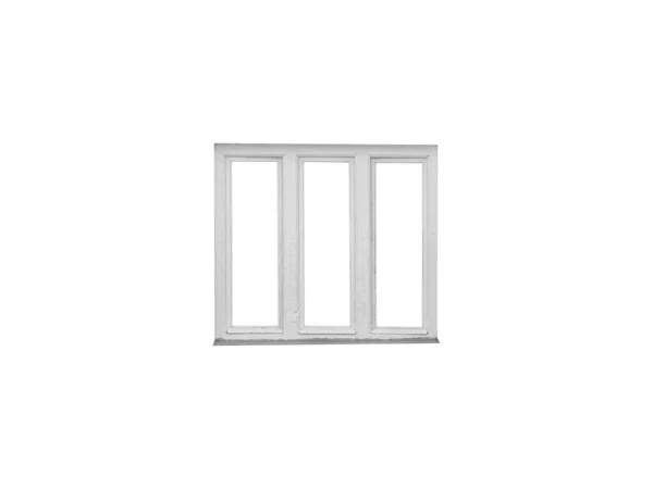 白い背景に隔離された白い木製のトリプルドア窓 — ストック写真