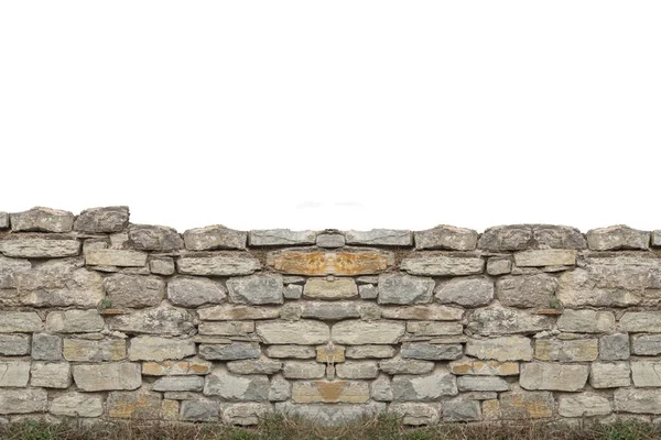 Древняя Каменная Кирпичная Стена Изолированная Белом — стоковое фото