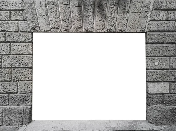 Ein Torbogenrahmen Mit Einem Freien Platz Einer Steinblockwand — Stockfoto