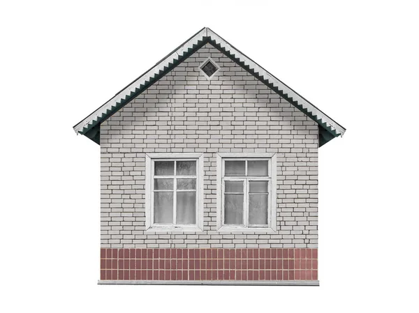 用灰色硅酸盐砖建造的古老的小村庄房屋 在下面用褐色光滑的瓷砖衬砌 用白色隔开 — 图库照片