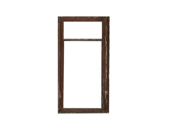 Old Brown Wooden Window Frame Isolated White Background Royalty Free Stock Photos