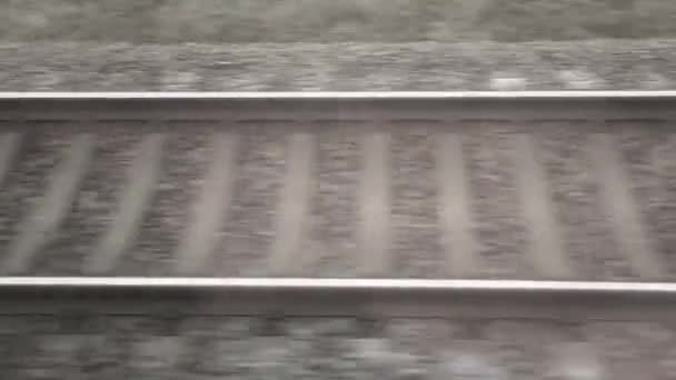 Demiryolundaki Raylar Yatay Olarak Hareket Ediyor — Stok video