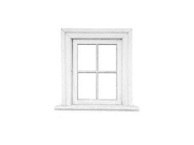 Old white wooden window frame with four sashes isolated on white background. clipart