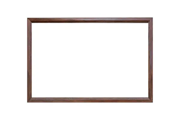 Koyu kahverengi ahşap çerçeve beyaz arkaplanda izole.