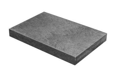 Kesme tahtası plastiği beyaz arka planda izole edilmiştir. Delik Yumruklama Kurulu.