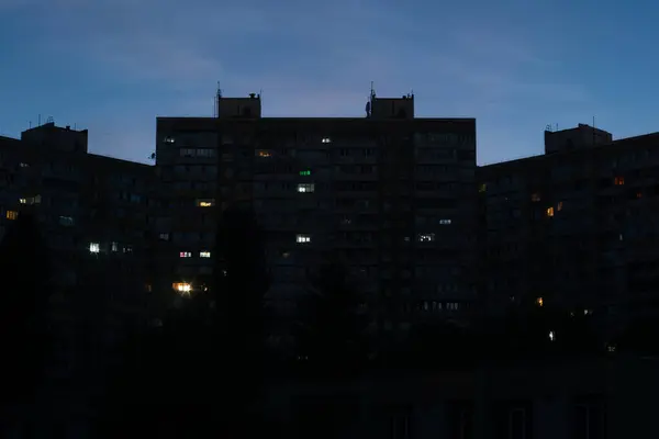 stock image Blackout of electricity in a residential area of Kyiv after russian shelling of power plants. Kyiv, Ukraine.