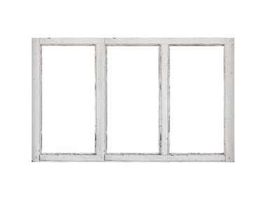 Üç dikey kesitli uzun beyaz tahta yatay yönelim penceresi izole edilir