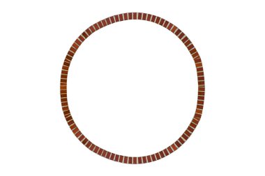 Circle window lined with dark brown glazed ceramic tiles is isolated. clipart