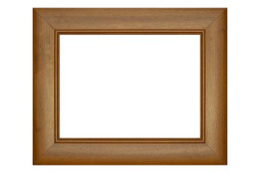 Koyu kahverengi ahşap çerçeve beyaz arkaplanda izole edilmiştir..