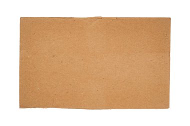 Metin veya tasarım için kopyalama alanı olan dikdörtgen bir kahverengi karton parçası izole edilmiştir. Yakın plan..