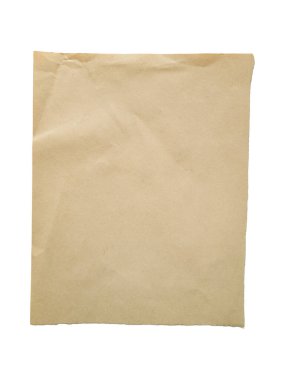 Kopyalama alanı olan buruşuk eski bej kağıt parçası izole edilir.