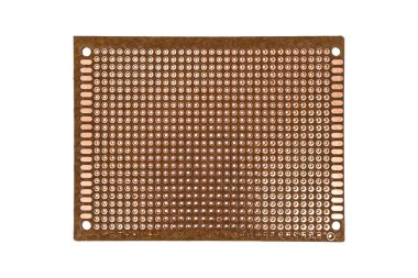 Lehim pedli tek taraflı bakır prototip tahtası izole edilmiştir..