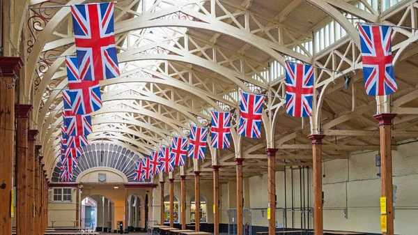 Барнстепл Англия Июля 2020 Викторианский Рынок Панье Украшен Рядами Государственного — стоковое фото