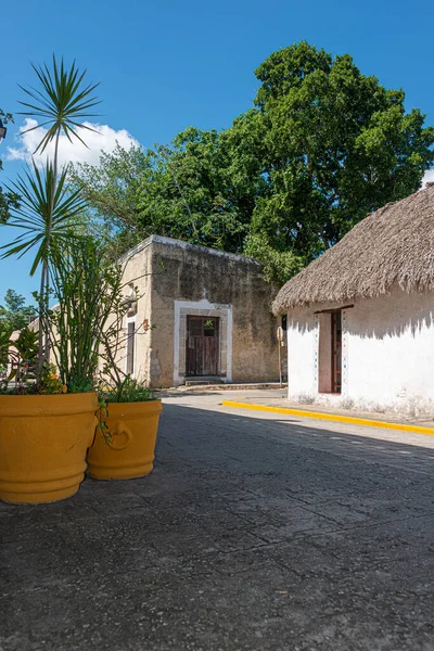 Oude Mayan Hut Aan Weg Van Broeders Valladolid Yucatan — Stockfoto