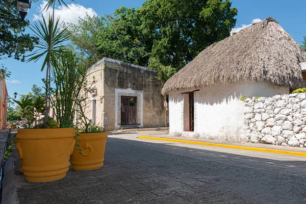 Oude Mayan Hut Aan Weg Van Broeders Valladolid Yucatan — Stockfoto