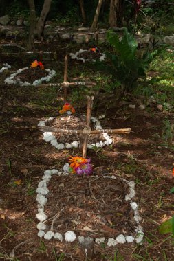 Hanal Pixan 'ın dekoratif haçı, Yucatan, Meksika