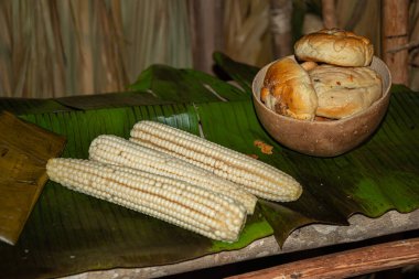Hanal Pixan kutlamalarında ekmek ve mısır, Yucatan, Meksika