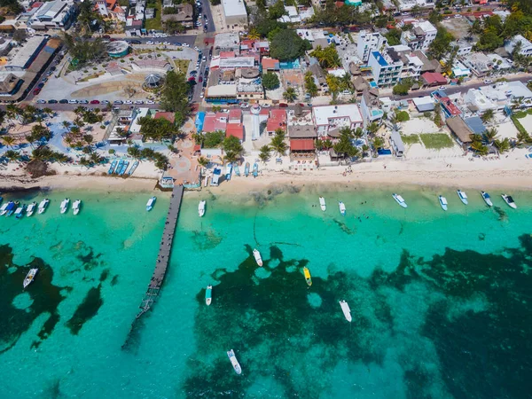 Widok Drona Puerto Morelos Meksyk — Zdjęcie stockowe