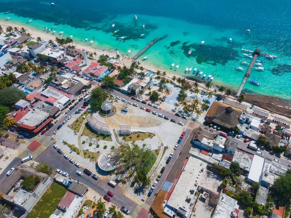 Widok Drona Puerto Morelos Meksyk — Zdjęcie stockowe