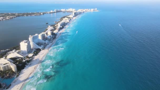 Légi Kilátás Cancun Hotel Zóna Mexikó — Stock videók