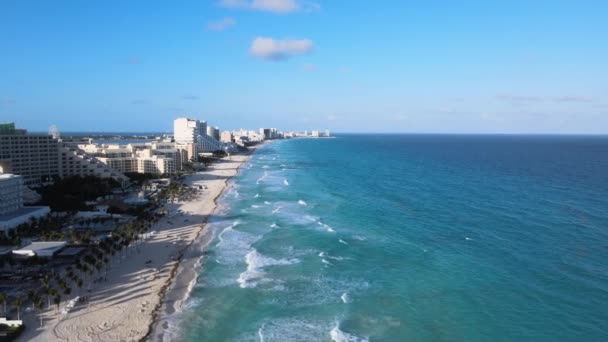 Luchtfoto Van Cancun Hotelzone Mexico — Stockvideo