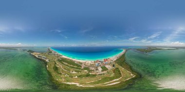 Cancun Otel Bölgesi 'nin havadan görünüşü