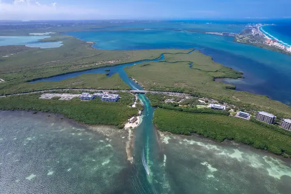 stock image Drone view of Punta Nizuc  estuary in Cancun