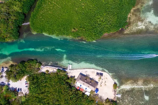 Stock image Drone view of Punta Nizuc  estuary in Cancun