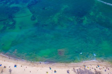 Playa del Carmen 'deki sahil şeridinin insansız hava aracı görüntüsü