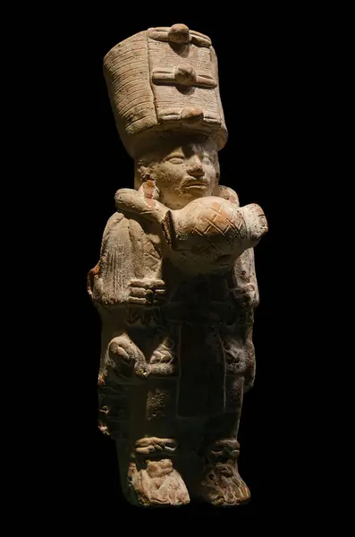 stock image Isolated mayan figurine with black background