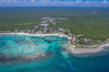 Drone view of Akumal Bay, Riviera Maya, Mexico clipart