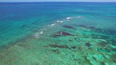 Puerto Morelos 'taki Mercan Resifi Bariyeri' nin havadan görünüşü