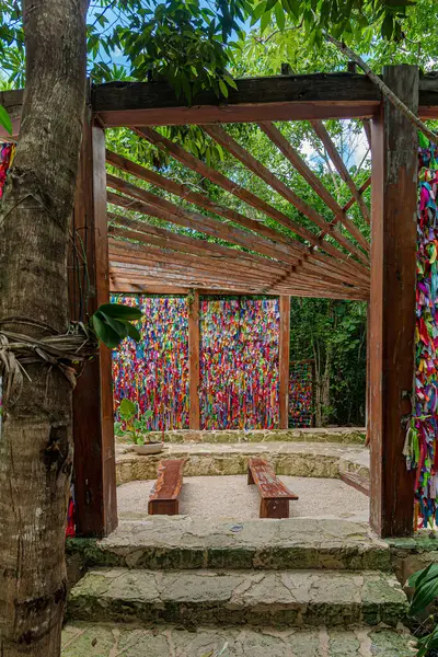 stock image Nestled deep within the Cancun jungle, the Sanctuary of Mary Untier of Knots is a serene haven for meditation, prayer, and reflection