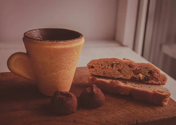 Ehető Csésze Süti Kávé Süteményekkel Kávészünet Étel Ital Matt Képe — Stock Fotó