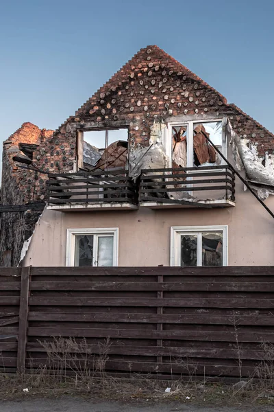 우크라이나 폐허가 러시아 미사일 러시아 포격의 결과입니다 버렸지 우크라이나 — 스톡 사진