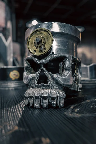 Cenicero Metal Forma Cráneo Humano Mostrador Barra Cráneo Hierro Esqueleto Fotos De Stock Sin Royalties Gratis