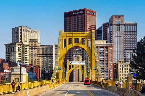 Pittsburgh Usa May 2023 View Pittsburgh Skyline 7Th Street Bridge — Stock Photo, Image