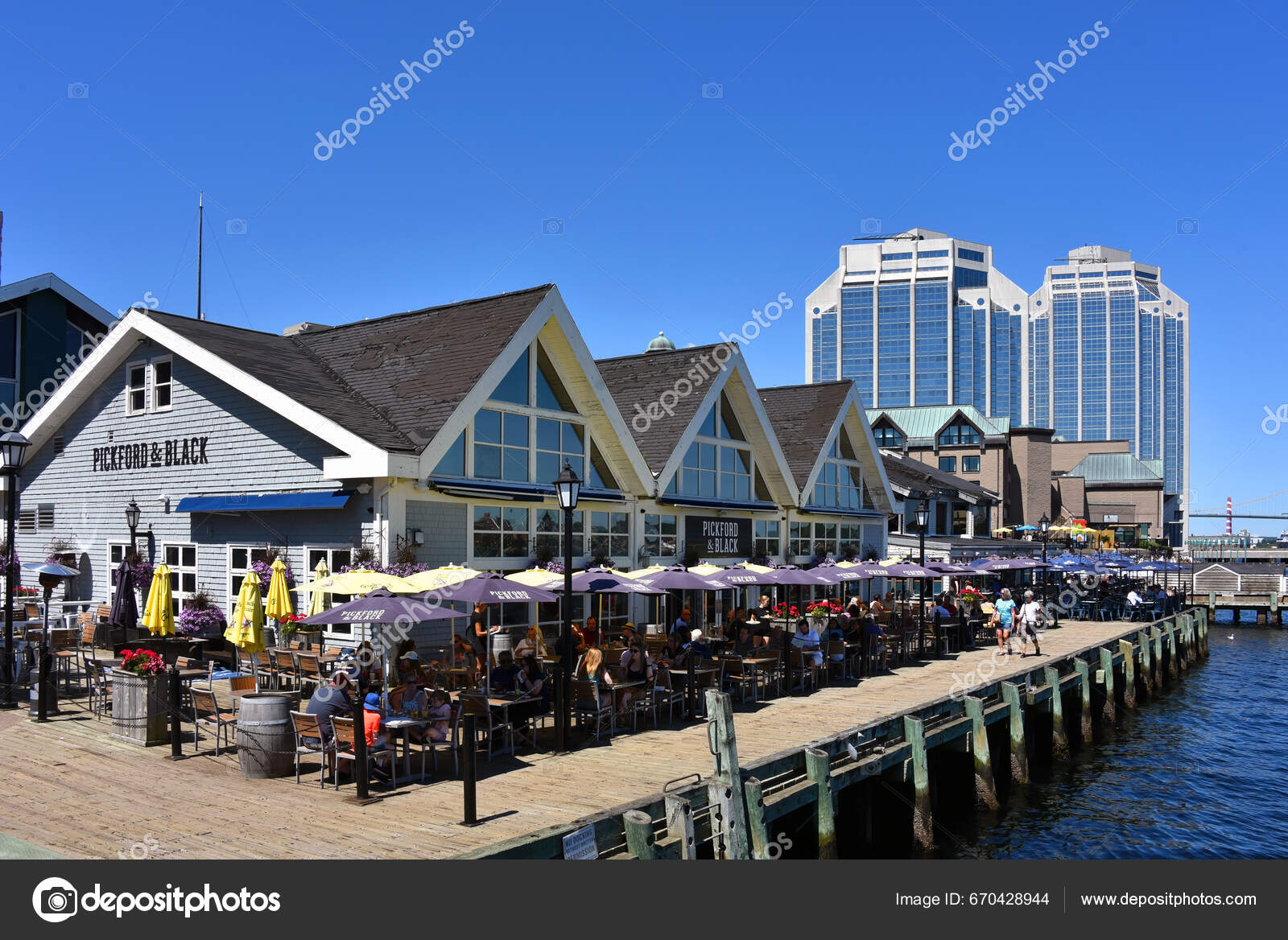 Halifax Canada August 2023 People Dining Patio Pitchford Black Restaurant Stock Editorial