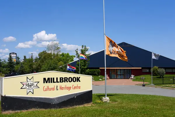 stock image Millbrook, Canada July 20, 2024 The Millbrook Cultural and Heritage Centre on the Millbrook First Nation, just past Truro, is dedicated to the promotion of the Mi'kmaq people and their culture.