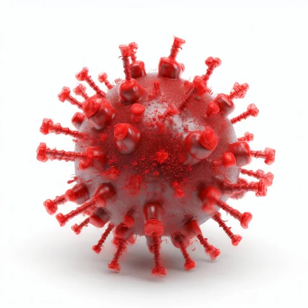 Virus in a white background isolated. Representation of virus, disease, infection. Virus close up. Detailed for of virus. Disease agent. 3d render, generative AI.