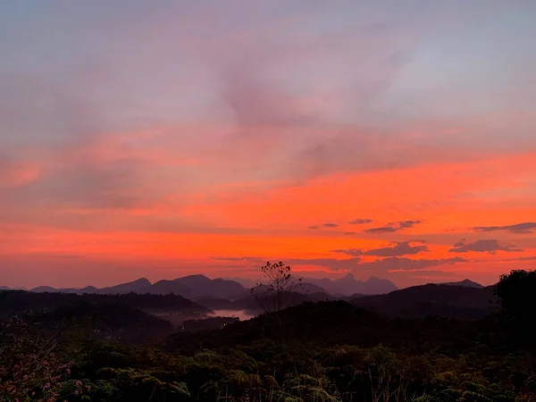 Sun Rising Mountains Countryside — Stock Photo, Image
