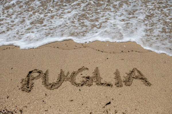 Inscription Puglia Sand — Stock Photo, Image