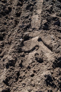 Tarıma elverişli tarım arazisinde traktör lastik izi