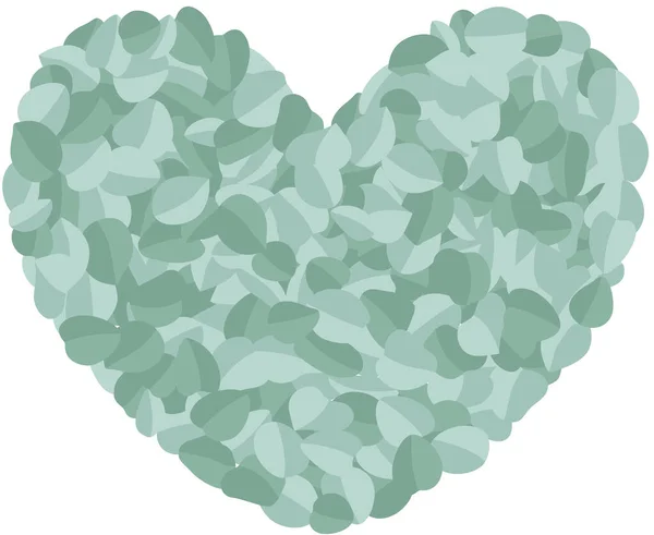 Kalp Yeşil Yaprakları Yapılmış — Stok Vektör