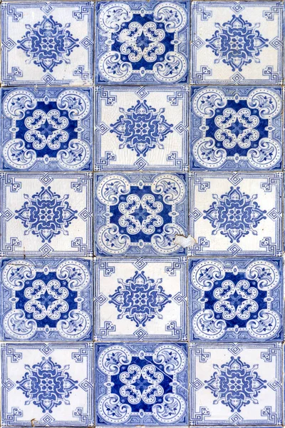 Fragment Typisch Portugiesischer Blauer Und Weißer Keramikfliesen — Stockfoto
