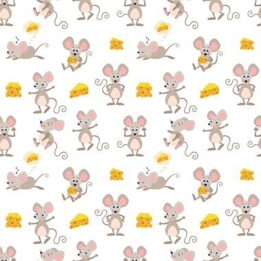 Şirin fare ve peynirin kusursuz desen arka planı