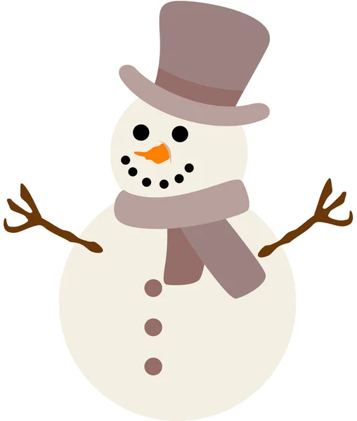 Friendly Little Snowman Branches — Stock Vector