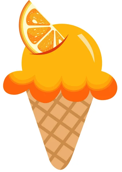 Delizioso Cono Gelato Arancione — Vettoriale Stock